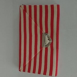 Mudo Accessories Portfolio Envelope Bag Clutch Crossbody Red and White Stripe